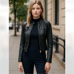 NWT Spanx faux leather moto jacket black small